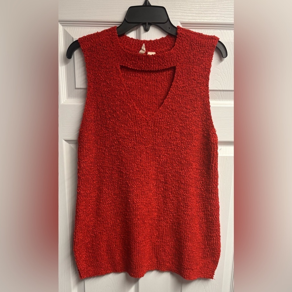 Moth Anthropologie Vera Red Sleeveless Sweater Size XL